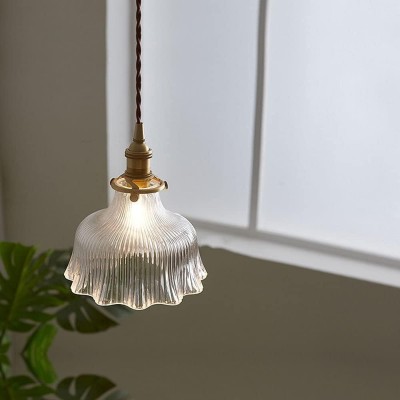 Hermin Antique Flower Ribbed Glass Pendant Light Hermin Antique Flower Ribbed Glass Pendant Light