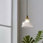 Hermin Antique Flower Ribbed Glass Pendant Light