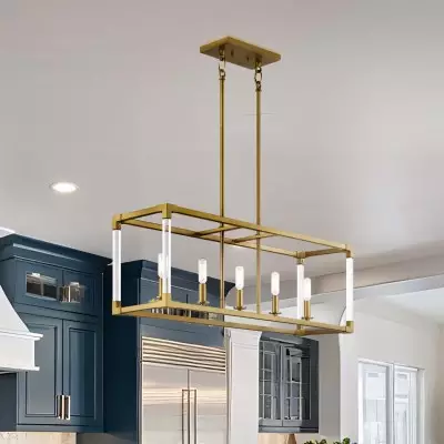 Iveth Soft Brass Linear Rectangular Chandelier Iveth Soft Brass Linear Rectangular Chandelier