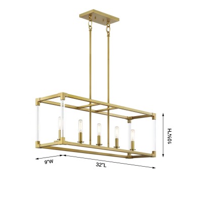 Iveth Soft Brass Linear Rectangular Chandelier