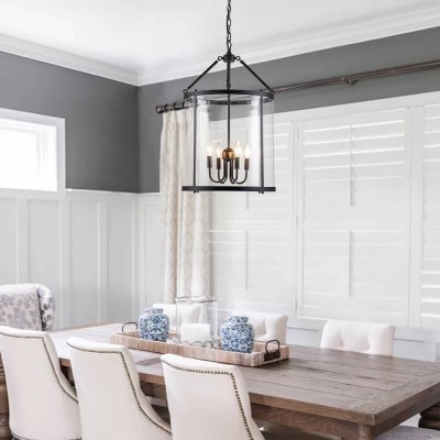 Merrick Metal Lantern Round Glass Chandelier Merrick Metal Lantern Round Glass Chandelier