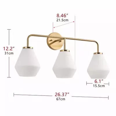 Nynevea Brushed Brass 3-Light Milk Glass Sconce Nynevea Brushed Brass 3-Light Milk Glass Sconce