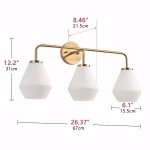 Nynevea Brushed Brass 3-Light Milk Glass Sconce