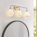 Nynevea Brushed Brass 3-Light Milk Glass Sconce