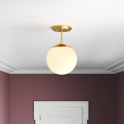 Padrigin White 1-Light Glass Globe Ceiling Light Padrigin White 1-Light Glass Globe Ceiling Light