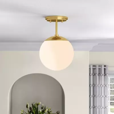 Padrigin White 1-Light Glass Globe Ceiling Light Padrigin White 1-Light Glass Globe Ceiling Light