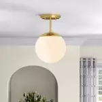 Padrigin White 1-Light Glass Globe Ceiling Light Padrigin White 1-Light Glass Globe Ceiling Light