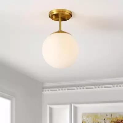 Padrigin White 1-Light Glass Globe Ceiling Light Padrigin White 1-Light Glass Globe Ceiling Light