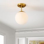 Padrigin White 1-Light Glass Globe Ceiling Light Padrigin White 1-Light Glass Globe Ceiling Light