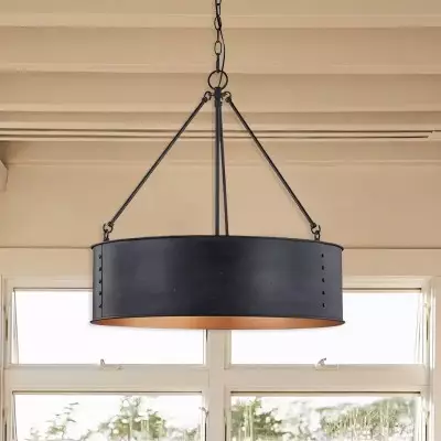 Quillan Industrial Large Black Drum Pendant Light For Dinning Room Quillan Industrial Large Black Drum Pendant Light For Dinning Room