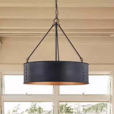 Quillan Industrial Large Black Drum Pendant Light For Dinning Room Quillan Industrial Large Black Drum Pendant Light For Dinning Room