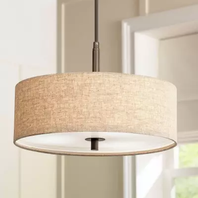 Raithe Cream Fabric Frum Shade Pendant Light Raithe Cream Fabric Frum Shade Pendant Light