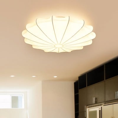 Savionne White Silk Seashell Flush Mount Light