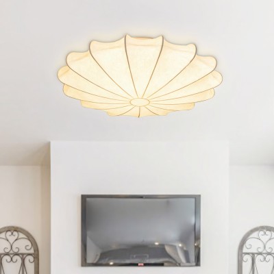Savionne White Silk Seashell Flush Mount Light