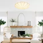 Savionne White Silk Seashell Flush Mount Light Savionne White Silk Seashell Flush Mount Light