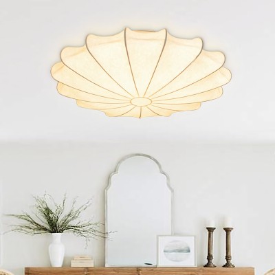Savionne White Silk Seashell Flush Mount Light