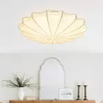 Savionne White Silk Seashell Flush Mount Light Savionne White Silk Seashell Flush Mount Light
