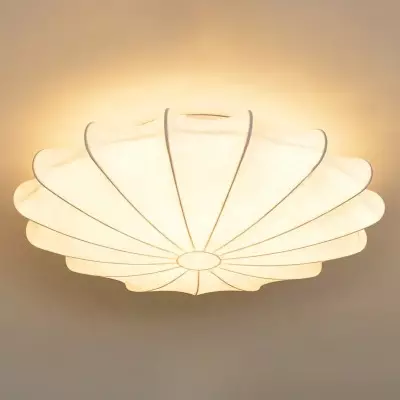 Savionne White Silk Seashell Flush Mount Light Savionne White Silk Seashell Flush Mount Light