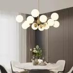 Thalassia Two-Tier Brass Opal Globe Chandelier Thalassia Two-Tier Brass Opal Globe Chandelier