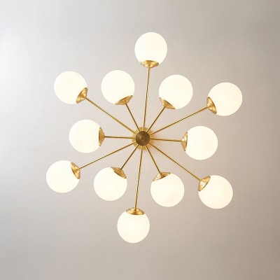 Thalassia Two-Tier Brass Opal Globe Chandelier Thalassia Two-Tier Brass Opal Globe Chandelier