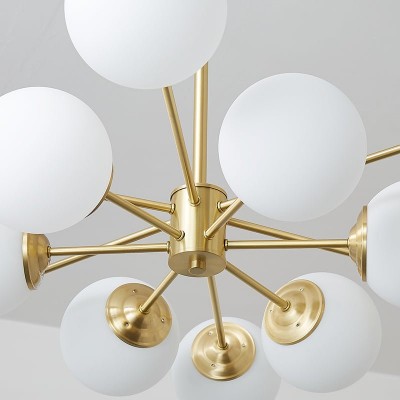 Thalassia Two-Tier Brass Opal Globe Chandelier Thalassia Two-Tier Brass Opal Globe Chandelier