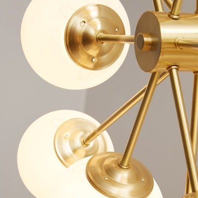 Thalassia Two-Tier Brass Opal Globe Chandelier Thalassia Two-Tier Brass Opal Globe Chandelier