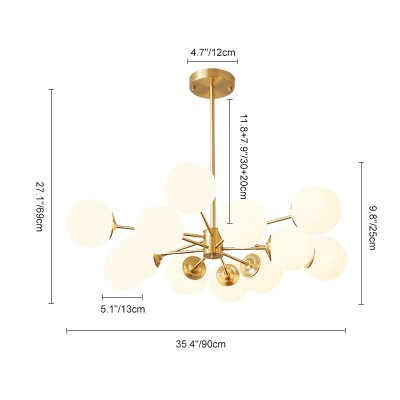 Thalassia Two-Tier Brass Opal Globe Chandelier Thalassia Two-Tier Brass Opal Globe Chandelier