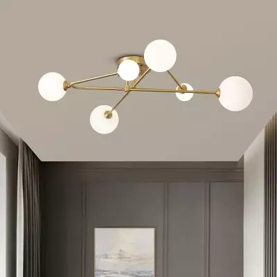 Ulrika Cross Arm Glass Globe Flush Mount Light Ulrika Cross Arm Glass Globe Flush Mount Light