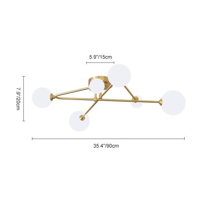 Ulrika Cross Arm Glass Globe Flush Mount Light