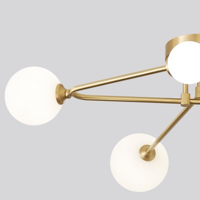 Ulrika Cross Arm Glass Globe Flush Mount Light