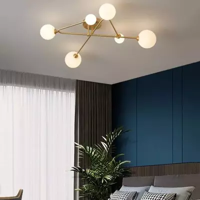 Ulrika Cross Arm Glass Globe Flush Mount Light Ulrika Cross Arm Glass Globe Flush Mount Light