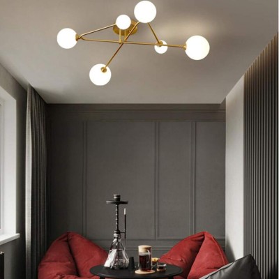 Ulrika Cross Arm Glass Globe Flush Mount Light