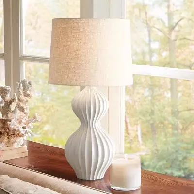 Biarne Ribbed Base Led Glass Lamp Biarne Ribbed Base Led Glass Lamp