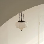 Draxor White Milk Glass Pumpkin Chandelier