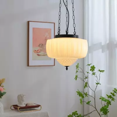 Draxor White Milk Glass Pumpkin Chandelier Draxor White Milk Glass Pumpkin Chandelier