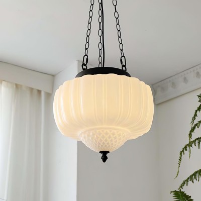 Draxor White Milk Glass Pumpkin Chandelier Draxor White Milk Glass Pumpkin Chandelier