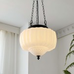 Draxor White Milk Glass Pumpkin Chandelier