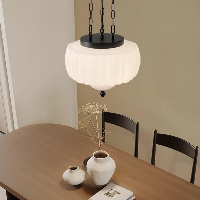 Draxor White Milk Glass Pumpkin Chandelier Draxor White Milk Glass Pumpkin Chandelier