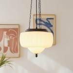 Draxor White Milk Glass Pumpkin Chandelier