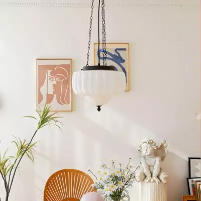 Draxor White Milk Glass Pumpkin Chandelier Draxor White Milk Glass Pumpkin Chandelier