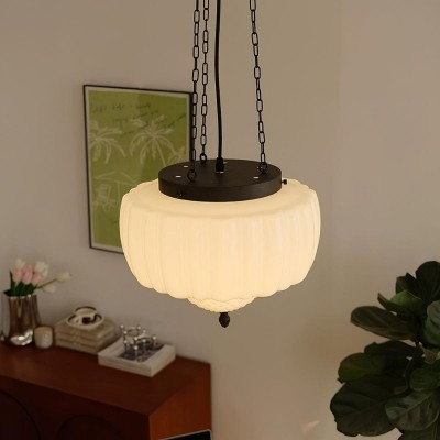 Draxor White Milk Glass Pumpkin Chandelier Draxor White Milk Glass Pumpkin Chandelier