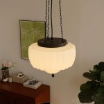 Draxor White Milk Glass Pumpkin Chandelier