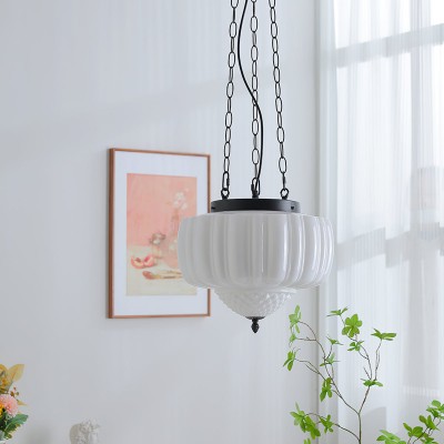 Draxor White Milk Glass Pumpkin Chandelier Draxor White Milk Glass Pumpkin Chandelier