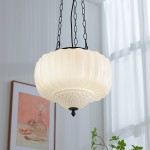 Draxor White Milk Glass Pumpkin Chandelier