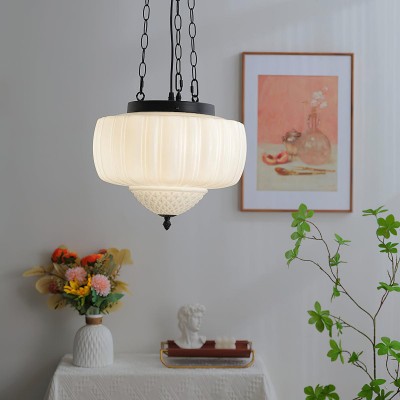Draxor White Milk Glass Pumpkin Chandelier Draxor White Milk Glass Pumpkin Chandelier