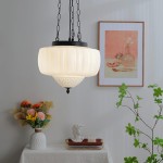 Draxor White Milk Glass Pumpkin Chandelier