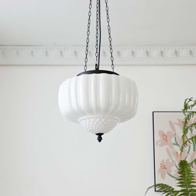 Draxor White Milk Glass Pumpkin Chandelier Draxor White Milk Glass Pumpkin Chandelier