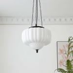 Draxor White Milk Glass Pumpkin Chandelier