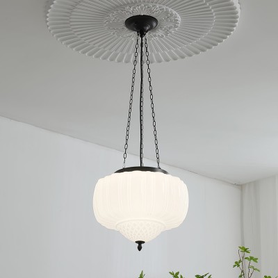 Draxor White Milk Glass Pumpkin Chandelier Draxor White Milk Glass Pumpkin Chandelier