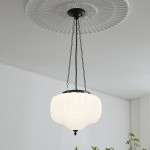 Draxor White Milk Glass Pumpkin Chandelier